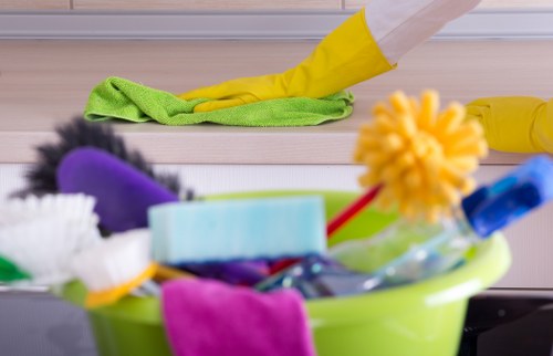 Detailed post-construction cleaning of kitchen surfaces
