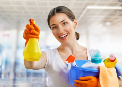 Professional Airbnb cleaning setup in a rental bedroom