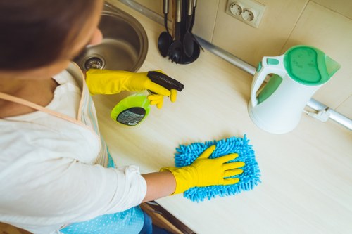 Deep cleaning of kitchen surfaces during one off cleaning