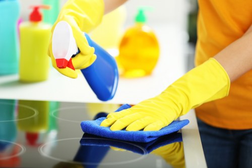 Deep cleaning a bathroom during Airbnb turnover