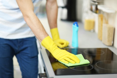 Professional move in cleaning service in a bright living room